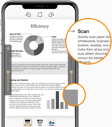 scanapp auto enhance image, PDF